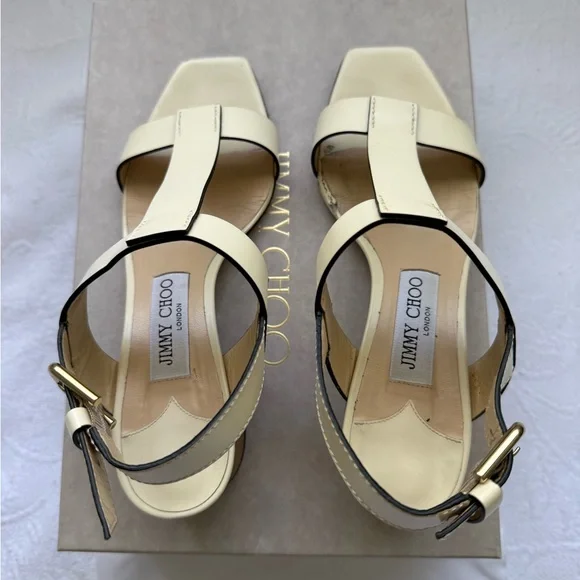 Jimmy Choo Jin Square Toe Sandals 45 mm size 37. - Picture 5 of 17